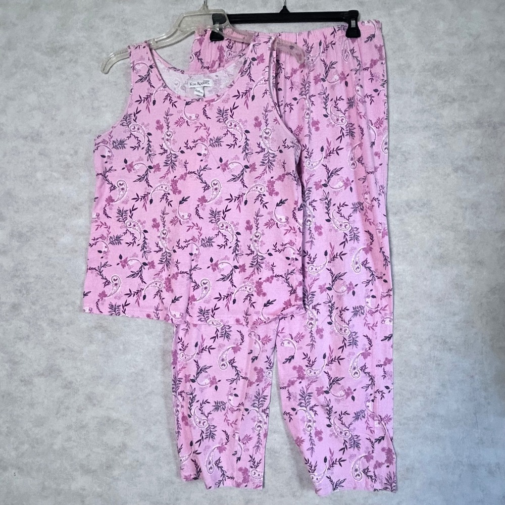 Kim Rogers Intimates Pink Floral Paisley Pajama Set Womens Small